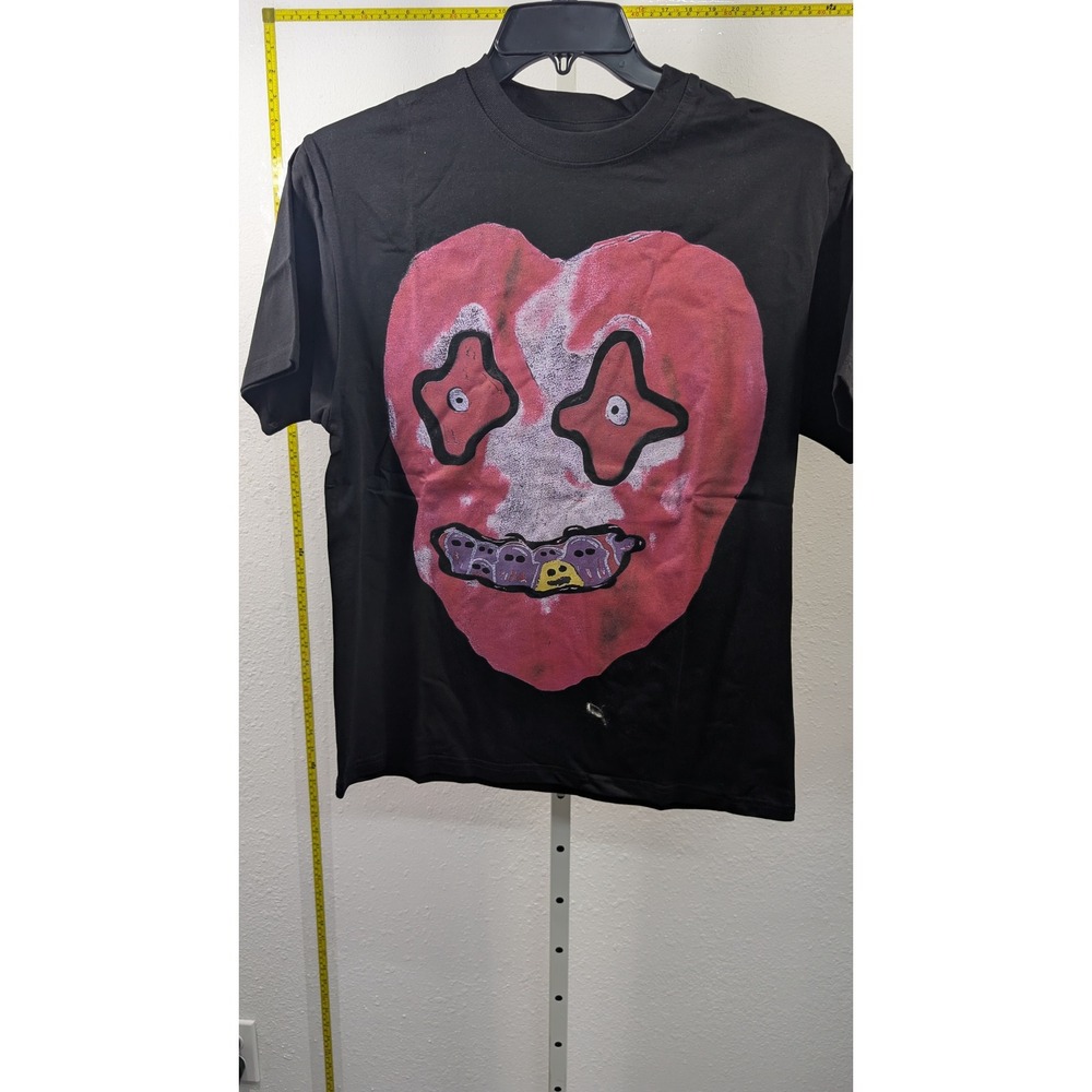 Unbranded Streetwear Heart Face Graphic T-Shirt Black Mens Small Short Sleeve